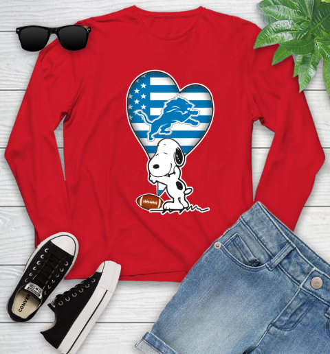Detroit Lions NFL Football The Peanuts Movie Adorable Snoopy Youth Long Sleeve 11