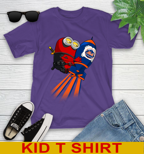 MLB Baseball New York Mets Deadpool Minion Marvel Shirt Youth T-Shirt 3
