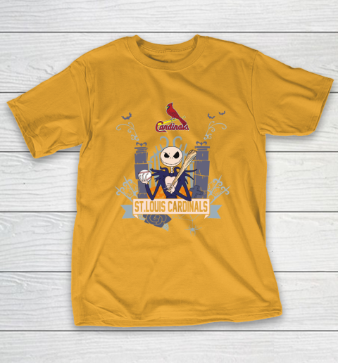 MLB St.Louis Cardinals Baseball Jack Skellington Halloween T-Shirt 2