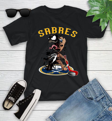 NHL Buffalo Sabres Hockey Venom Groot Guardians Of The Galaxy Youth T-Shirt 2