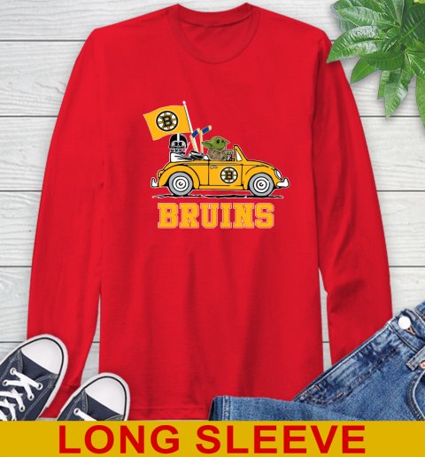 NHL Hockey Boston Bruins Darth Vader Baby Yoda Driving Star Wars Shirt Long Sleeve T-Shirt 10