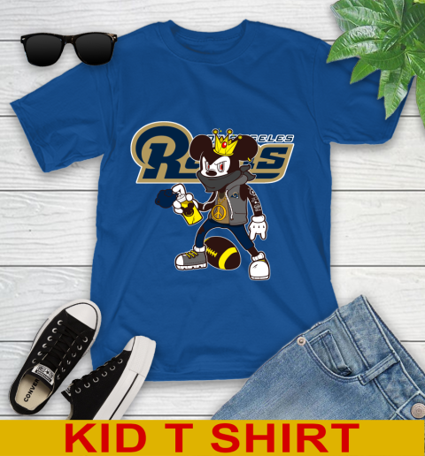 Los Angeles Rams NFL Football Mickey Peace Sign Sports Youth T-Shirt 9