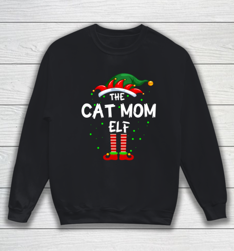 The Cat Mom Elf Family Matching Group Funny Christmas Pajama Sweatshirt