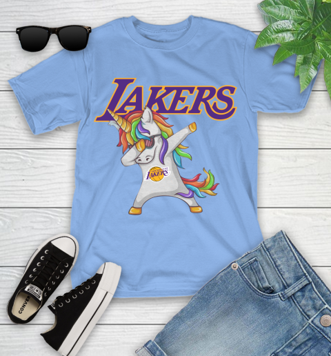 Los Angeles Lakers NBA Basketball Funny Unicorn Dabbing Sports Youth T-Shirt 11