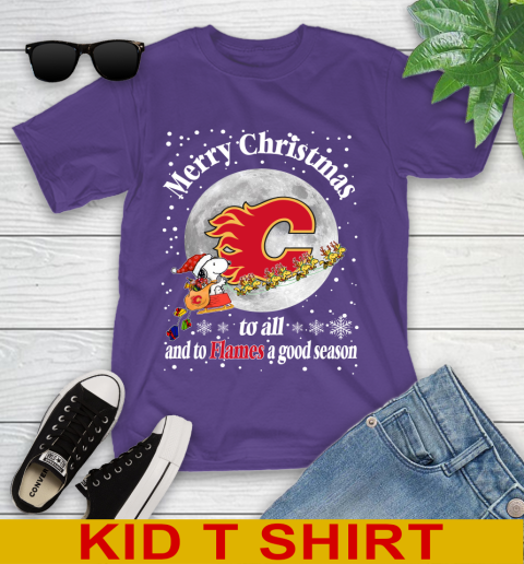 Calgary Flames Merry Christmas To All And To Flames A Good Season NHL Hockey Sports Youth T-Shirt 3