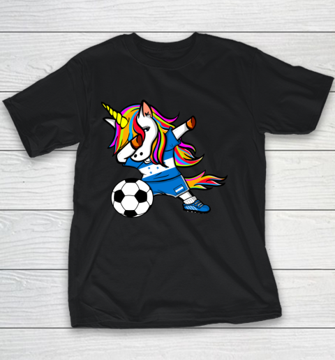 Dabbing Unicorn Honduras Football Honduran Flag Soccer Youth T-Shirt