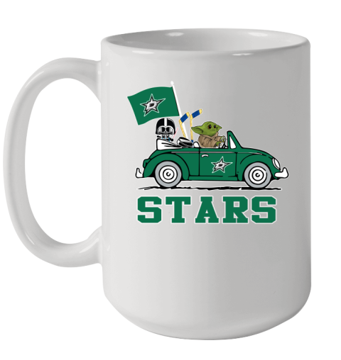 NHL Hockey Dallas Stars Darth Vader Baby Yoda Driving Star Wars Shirt Ceramic Mug 15oz