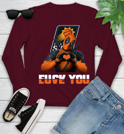 NBA Phoenix Suns Deadpool Love You Fuck You Basketball Sports Youth Long Sleeve 6