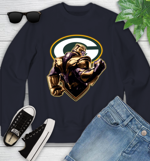 NFL Thanos Avengers Endgame Football Sports Green Bay Packers Youth Sweatshirt 3
