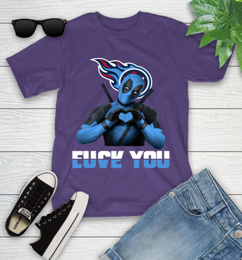 NHL Tennessee Titans Deadpool Love You Fuck You Football Sports Youth T-Shirt 3