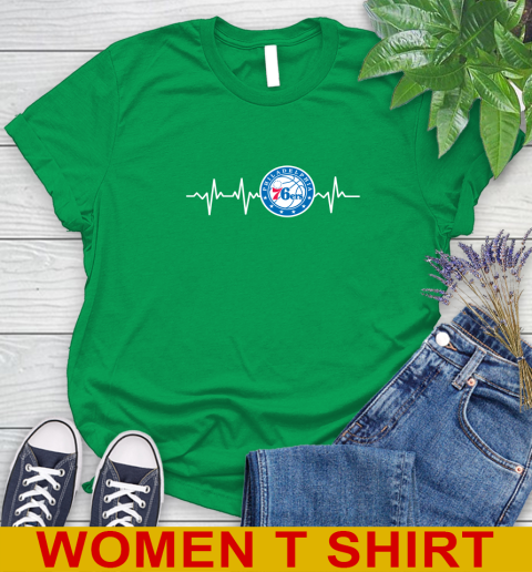 Philadelphia 76ers NBA Basketball Heart Beat Shirt Women's T-Shirt 7