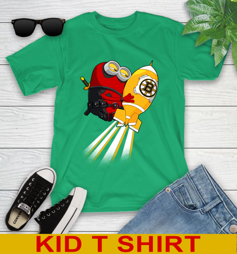 NHL Hockey Boston Bruins Deadpool Minion Marvel Shirt Youth T-Shirt 7