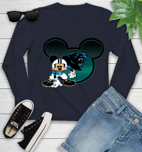 NFL Carolina Panthers Mickey Mouse Disney Football T Shirt Youth Long Sleeve 3