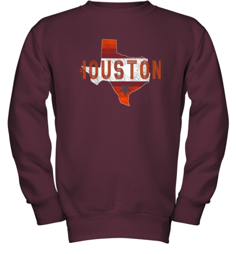 ws7w new houston retro baseball shirtvintage houston baseball youth sweatshirt 47 front maroon