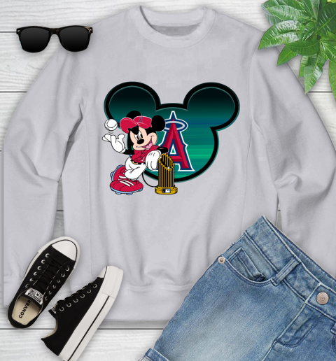 MLB Los Angeles Angels The Commissioner's Trophy Mickey Mouse Disney Youth Sweatshirt 4