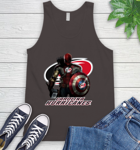 NHL Captain America Thor Spider Man Hawkeye Avengers Endgame Hockey Carolina Hurricanes Tank Top 7