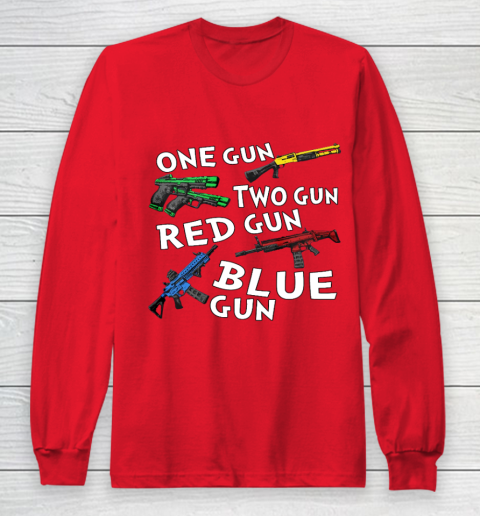 One Gun Two Gun Red Gun Blue Gun Long Sleeve T-Shirt 7