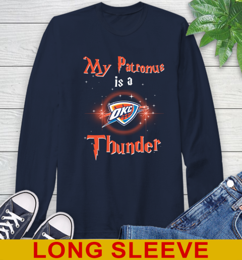 NBA Basketball Harry Potter My Patronus Is A Oklahoma City Thunder Long Sleeve T-Shirt 3
