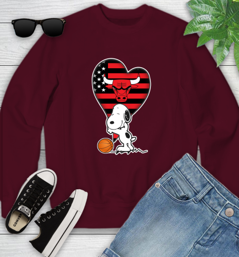 Chicago Bulls NBA Basketball The Peanuts Movie Adorable Snoopy Youth Sweatshirt 5