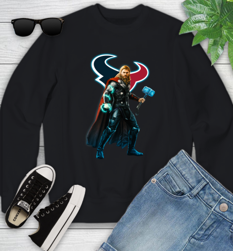 NFL Thor Avengers Endgame Football Houston Texans Youth Sweatshirt 2