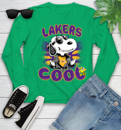 NBA Basketball Los Angeles Lakers Cool Snoopy Shirt Youth Long Sleeve 6