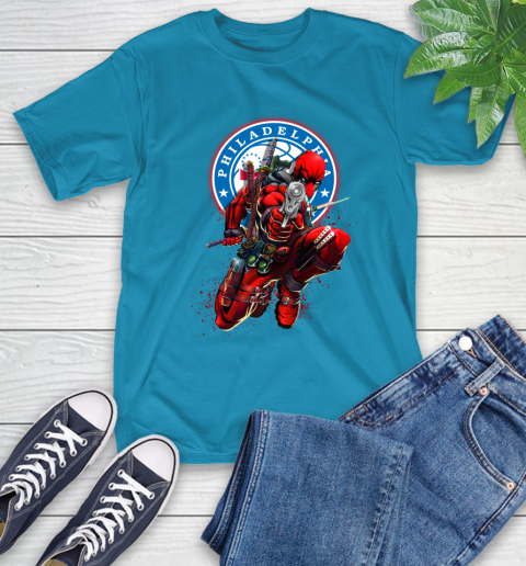 NBA Deadpool Marvel Comics Sports Basketball Philadelphia 76ers T-Shirt 8