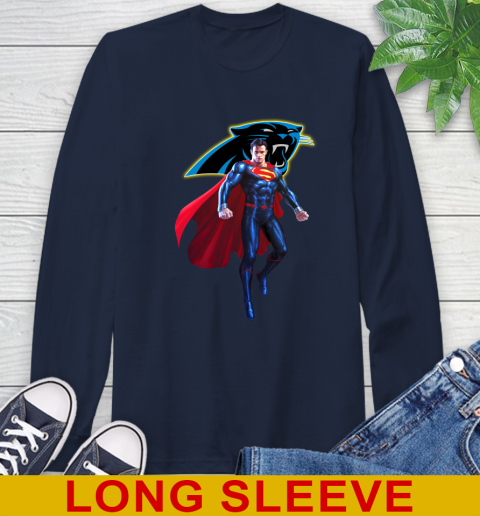NFL Superman DC Sports Football Carolina Panthers Long Sleeve T-Shirt 4
