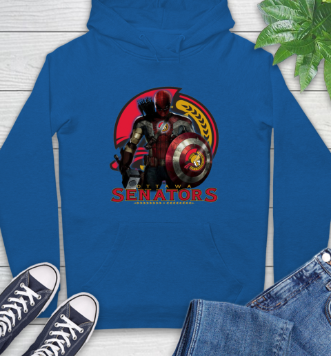NHL Captain America Thor Spider Man Hawkeye Avengers Endgame Hockey Ottawa Senators Hoodie 9