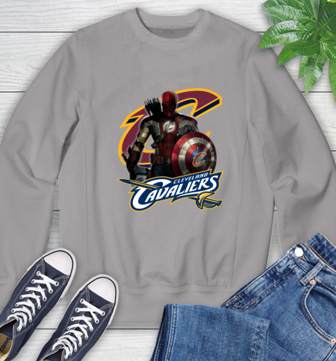Cleveland Cavaliers NBA Basketball Captain America Thor Spider Man Hawkeye Avengers Sweatshirt 5