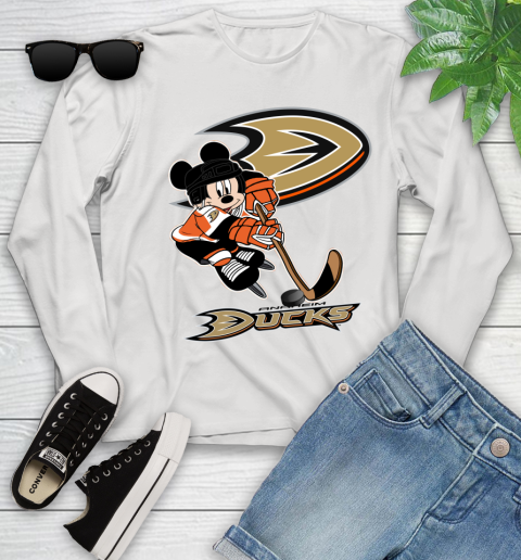 NHL Anaheim Ducks Mickey Mouse Disney Hockey T Shirt Youth Long Sleeve