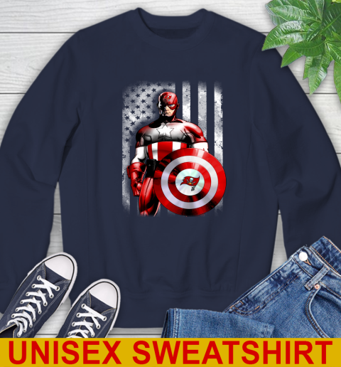 Tampa Bay Buccaneers NFL Football Captain America Marvel Avengers American Flag Shirt Sweatshirt 2