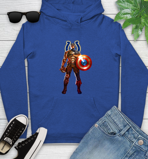 NFL Captain America Marvel Avengers Endgame Football Sports Indianapolis Colts Youth Hoodie 9