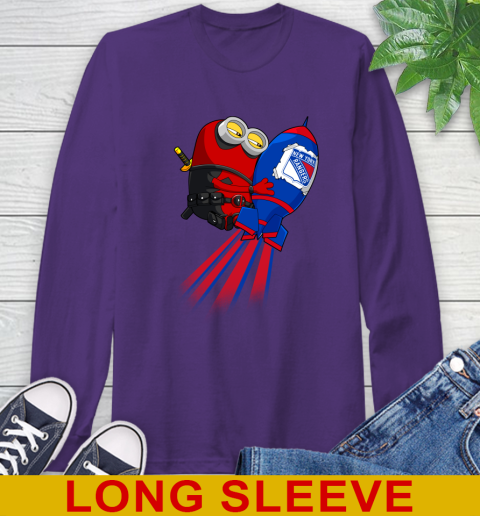 NHL Hockey New York Rangers Deadpool Minion Marvel Shirt Long Sleeve T-Shirt 5