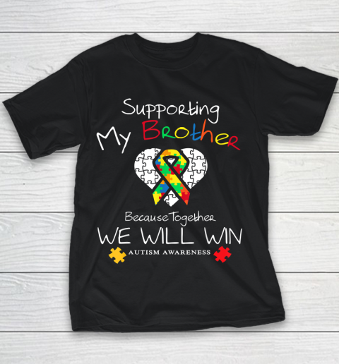 Supporting My Brother Inspirat Autism Awareness Youth T-Shirt