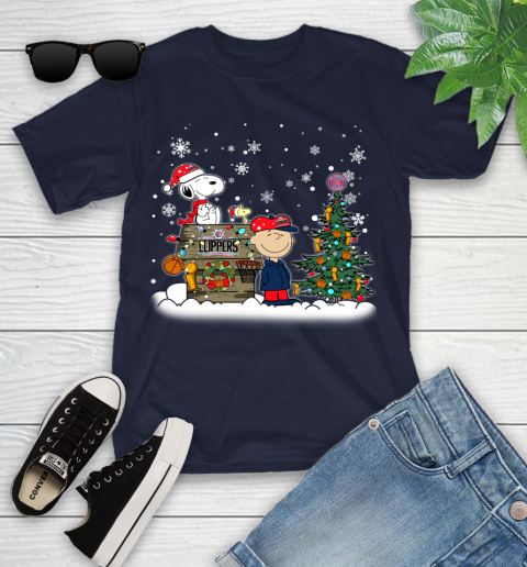 LA Clippers NBA Basketball Christmas The Peanuts Movie Snoopy Championship Youth T-Shirt 2