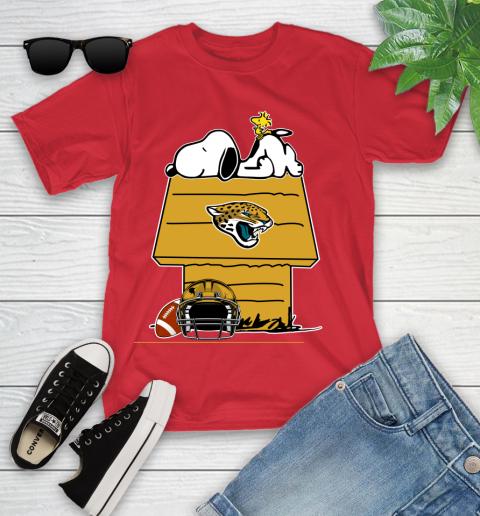 Jacksonville Jaguars NFL Football Snoopy Woodstock The Peanuts Movie Youth T-Shirt 10