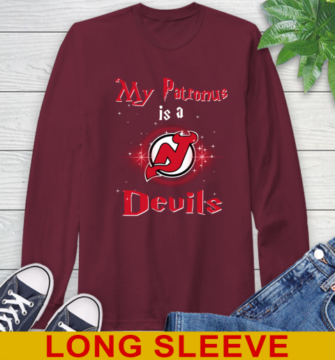 NHL Hockey Harry Potter My Patronus Is A New Jersey Devils Long Sleeve T-Shirt 7