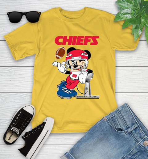 NFL Kansas city chiefs Mickey Mouse Disney Super Bowl Football T Shirt Youth T-Shirt 8