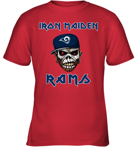 NFL Los Angeles Rams Iron Maiden Rock Band Music Football Sports OtuHPCHZ8LV youth t shirt 26 95 151514 front red