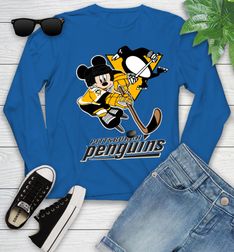 NHL Pittsburgh Penguins Mickey Mouse Disney Hockey T Shirt Youth Long Sleeve 9