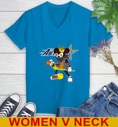 Houston Astros MLB Baseball Mickey Peace Sign Sports Women's V-Neck T-Shirt 8