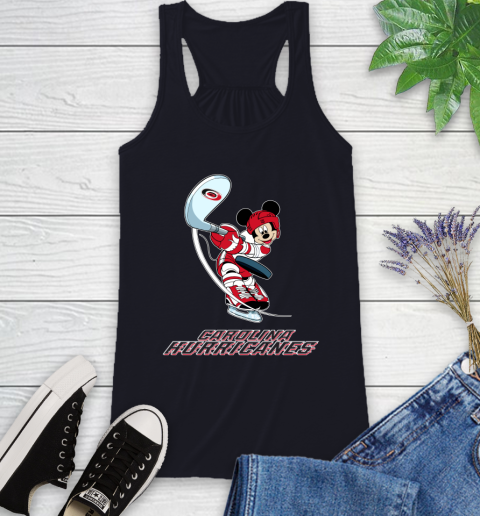 NHL Hockey Carolina Hurricanes Cheerful Mickey Mouse Shirt Racerback Tank 9