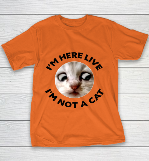 I m Here Live I m Not a Cat Zoom Cat Meme Humor Gifts Youth T-Shirt 3