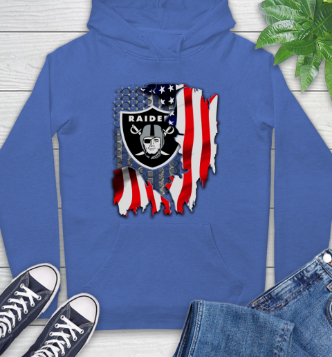 Oakland Raiders NFL Football American Flag Hoodie 9