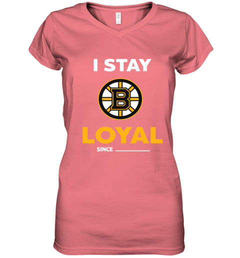 f0sl boston bruins i stay loyal women v neck t shirt 39 front coral