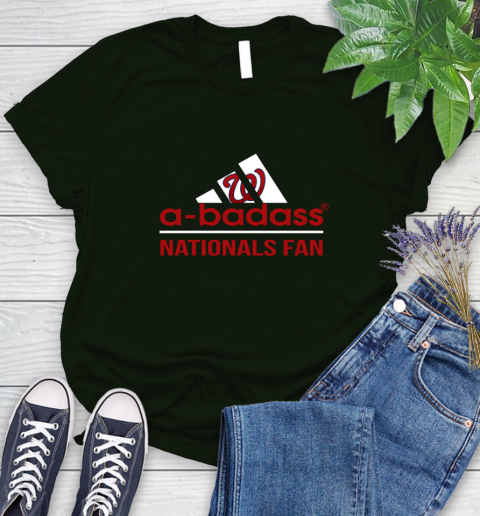 MLB A Badass Washington Nationals Fan Adidas Baseball Sports Women's T-Shirt 6