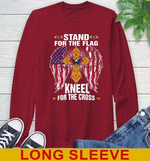 NHL Hockey Washington Capitals Stand For Flag Kneel For The Cross Shirt Long Sleeve T-Shirt 9