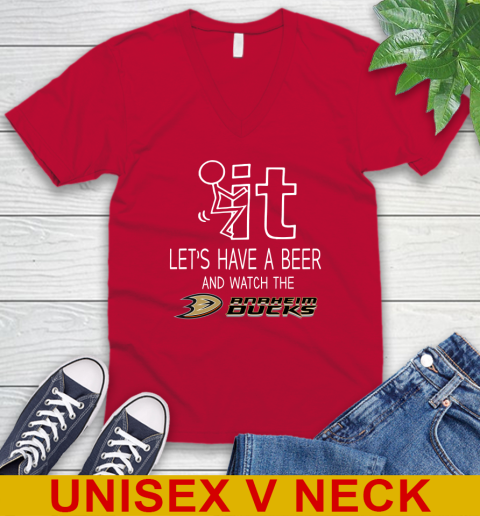 Anaheim Ducks Hockey NHL Let's Have A Beer And Watch Your Team Sports V-Neck T-Shirt 6