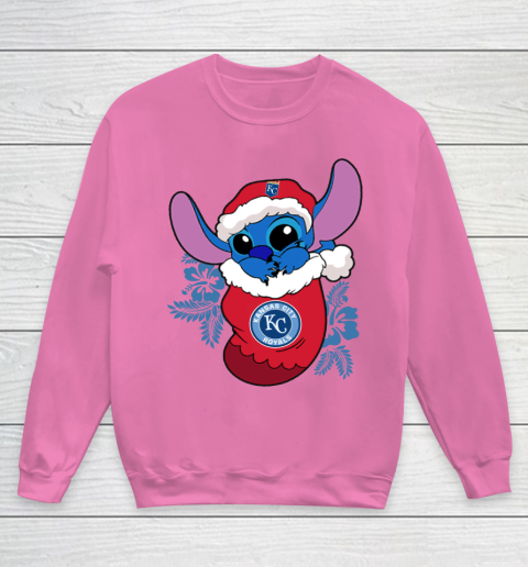 Kansas City Royals Christmas Stitch In The Sock Funny Disney MLB Youth Sweatshirt 7