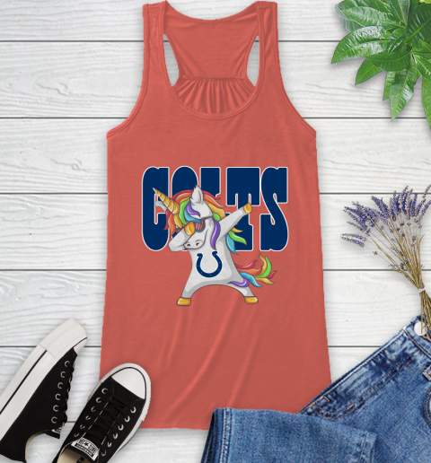 Indianapolis Colts NFL Football Funny Unicorn Dabbing Sports Racerback Tank 4